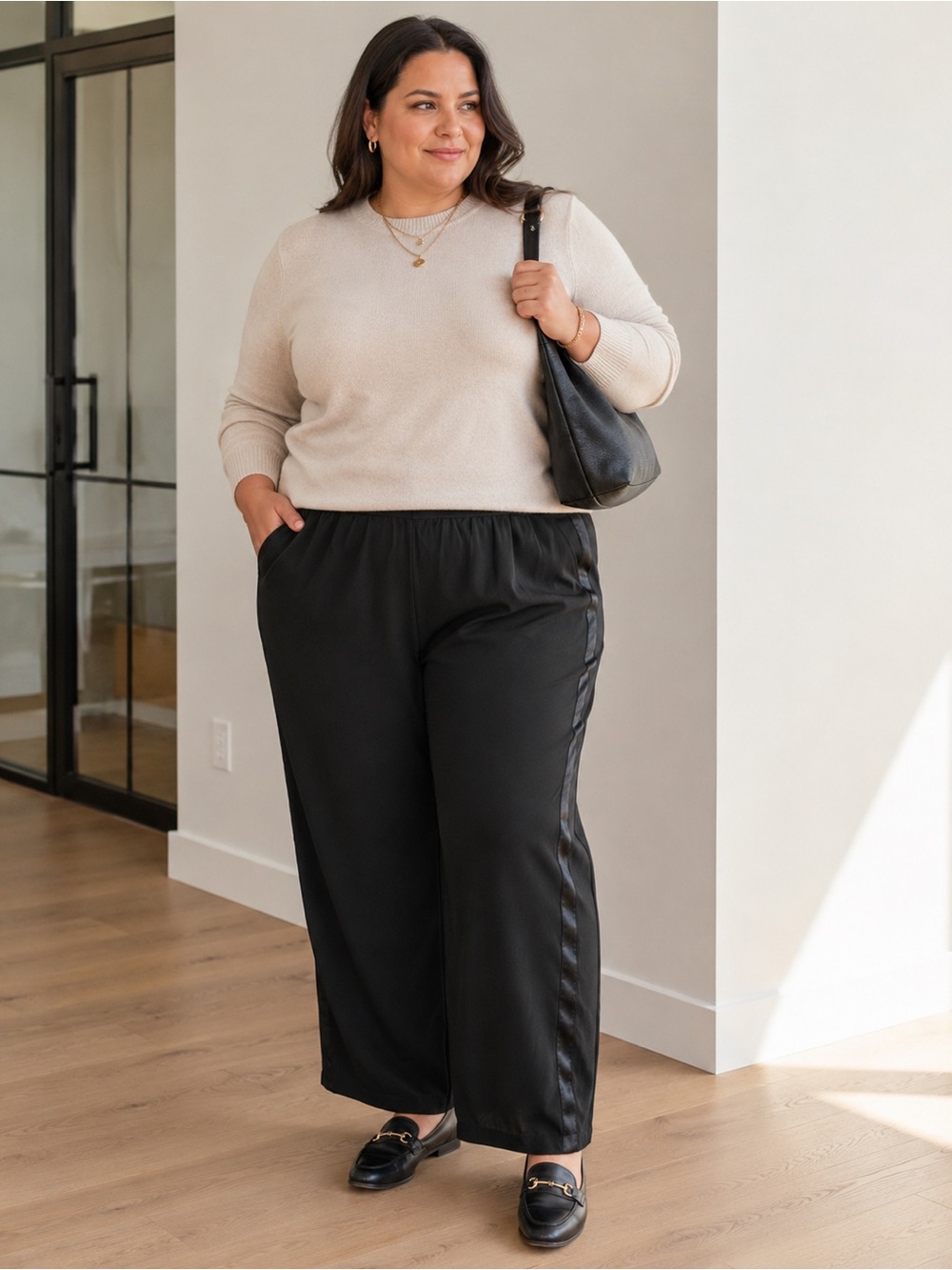 Athleta Black Nolita Wide Leg Pants Size 24 Athleisure Minimalist Chic Modern